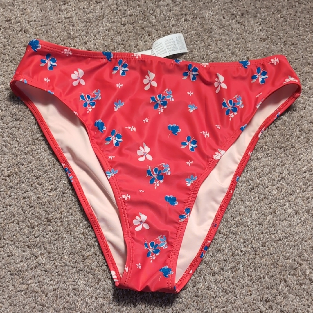 Cupshe Red and Blue Floral Bikini Bottoms